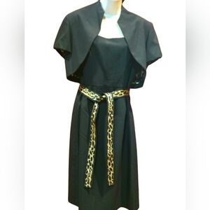Elegant Black Dress with Leopard Print NWT 10